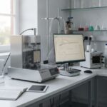 Equipamento de análise dinâmico-mecânica DMA em laboratório de caracterização de polímeros e materiais compósitos